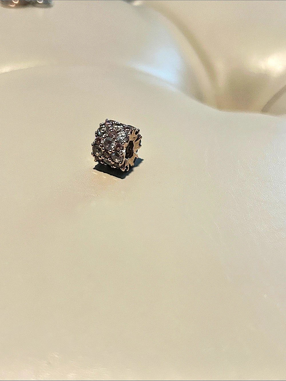 Pandora Clear Sparkle Spacer Charm Silver Ring